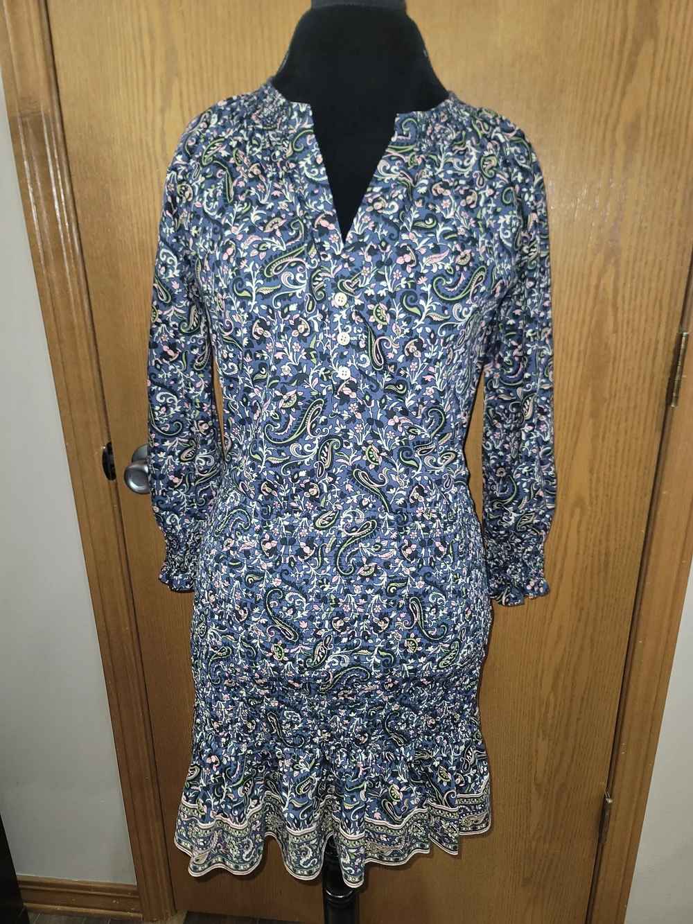 Veronica Beard Paisley Print Smocked Mini Dress Size 6 EUC - Picture 2 of 11